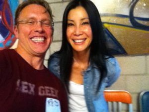 Sex and relationship educator Reid Mihalko of ReidAboutSex.com taking a selfie with Lisa Ling during the filming of Our America, season 2, "The Swingers Next Door" episode