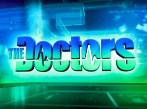 The dynamic, blue and green logo graphic of the word Doctors with a heartbeat signal running through it for CBS' The Doctors produced by Dr. Phil