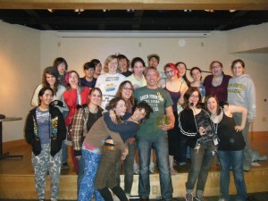 Reid Mihalko with the enthusiastic students of Vermont's Green Mountain College!