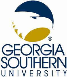 Logo image of Georgia Southern University with their trademarked blue, gold and white eagle mascot icon