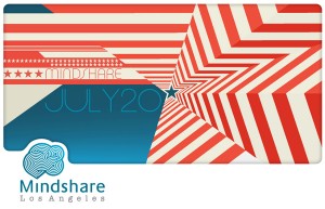 Mindshare LA logo beneath a star-spangled graphic of red, white and blue