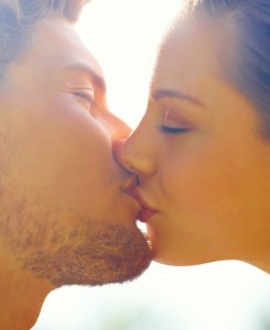 kiss male female couple