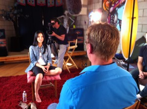 Our America host Lisa Ling on a documentary set interviewing sex and relationship expert Reid Mihalko of ReidAboutSex.com 