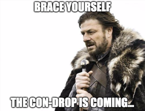 Game of Thrones "Winter is coming" meme for ReidAboutSex.com saying "Brace Yourself, The Con-Drop is Coming."