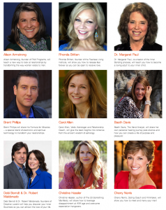 Pictures of 9 of the twenty-five relationship experts appearing on 2013's Love On Purpose Revolution Telesummit