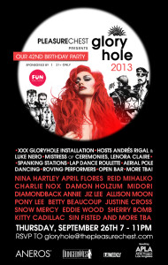 Promotional poster for Los Angeles' The Pleasure Chest's 2013 Gloryhole anniversary party