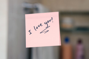I love you note on mirror
