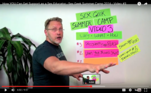 Thumbnail jpeg of Reid's YouTube video promoting Sex Geek Summer Camp