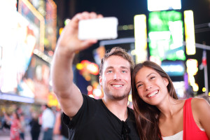 Dating young couple happy in love taking selfie self-portrait ph