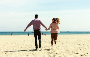 Romantic Couple In Love Having Fun On Beach