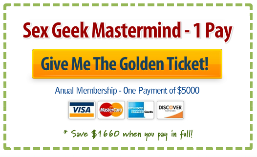 Registration button for sex and relationship educator Reid Mihalko's Sex Geek Mastermind for one payment