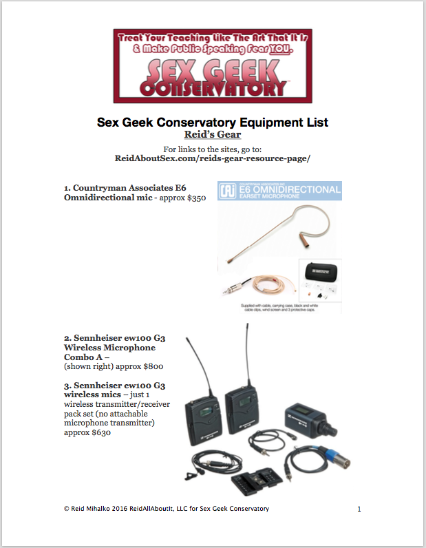 image of the first page of Reid's gear handout