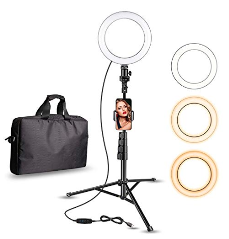 UBeesize 8" Selfie Ring Light with Cell Phone Holder, LED Lightning Tripod Stand with Carry Bag for Makeup & YouTube Stream, Compatible with iPhone & Android Phone