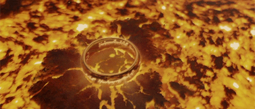 Lord Of The Rings GIF of the Ring melting in the volcanic magma