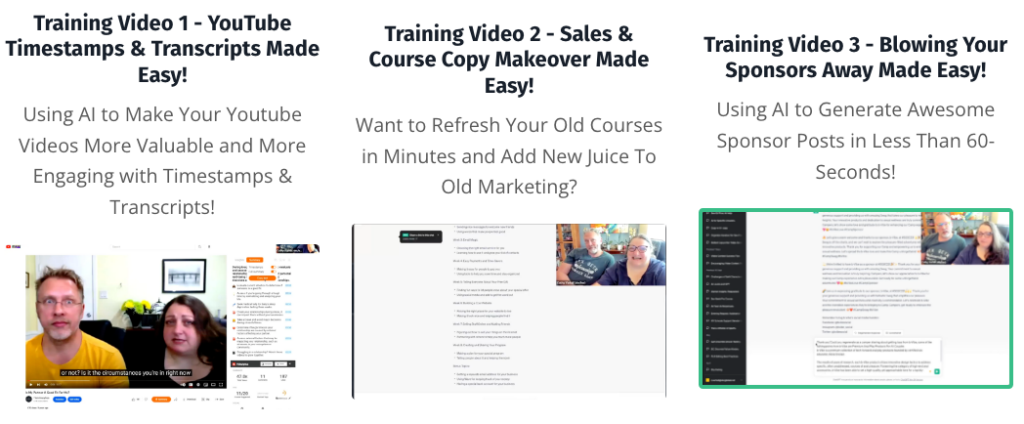 Thumbnails from the AI training
