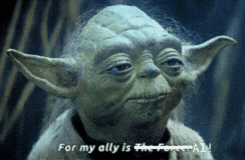 Ally Yoda parody GIF. "For my Ally is AI!"