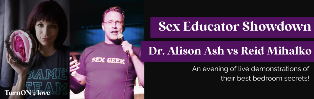 Promo image for Sex Educator Showdown featuring Dr Ally Ash and Ried Mihalko