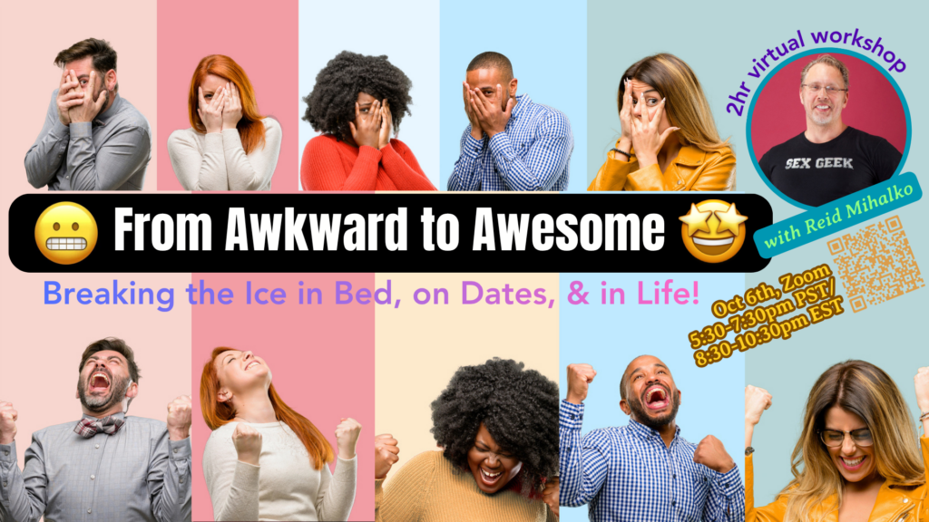 Promotional banner for ReidAboutSex' From Awkward To Awesome class
