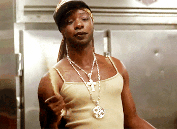 GIF True Blood cook Lafayette fanning his fan with swagger